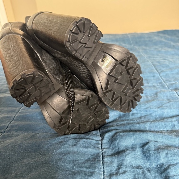 SCHUTZ Black Leather Lace-Up Ankle Booties - Picture 4 of 8